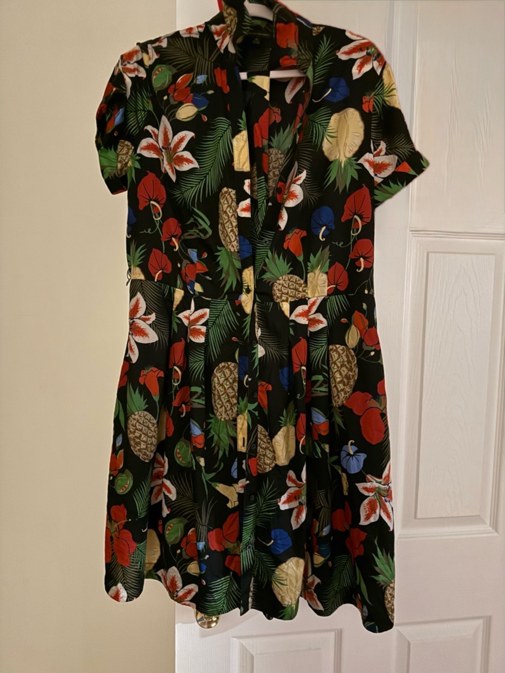 Brooks Brothers Black Tropical Floral Pineapple Mini Dress